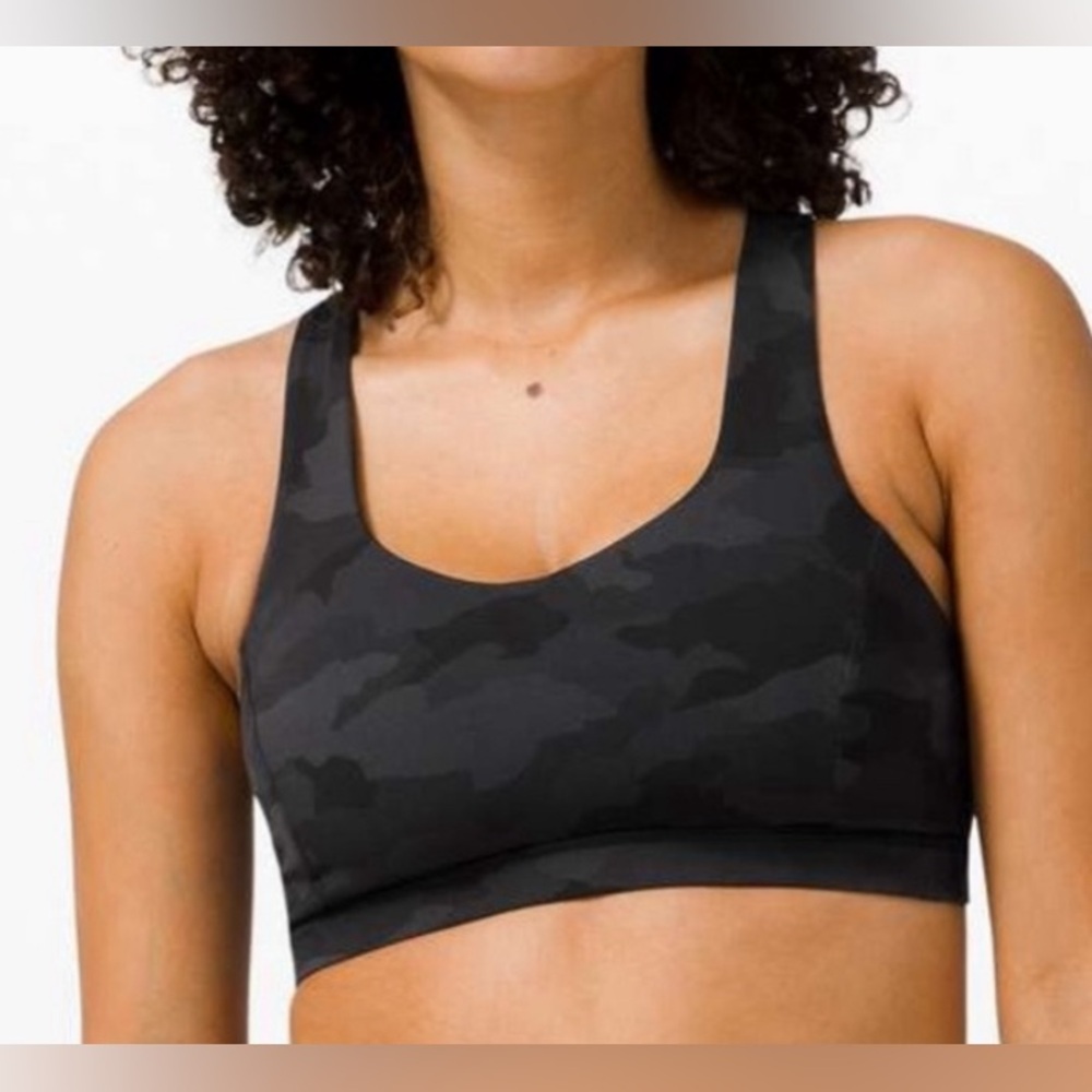 Women’s Lulu Lemon Black Camo Free To Be Serene Sports Bra